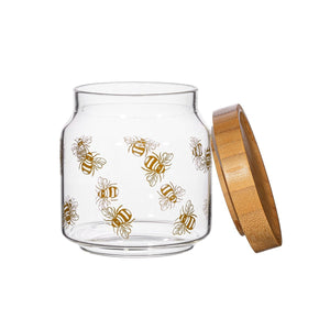 Bote de cristal con abejorros