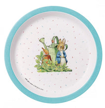 Cargar imagen en el visor de la galería, Plato azul de melamina con dibujo de Peter Rabbit
