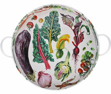 Cargar imagen en el visor de la galería, Bandeja redonda de lata con dibujo de verduras