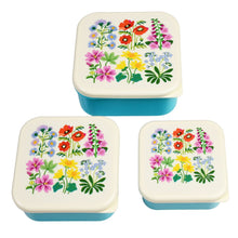 Cargar imagen en el visor de la galería, Set de 3 tuppers con diseño de flores campestres