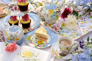 Taza con plato de té diseño Flower garden