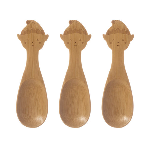 Set de tres cucharas de bambú diseño elfos