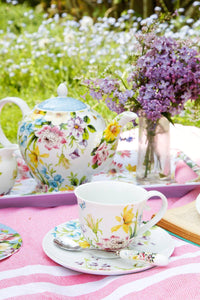 Taza con plato de té diseño Flower garden