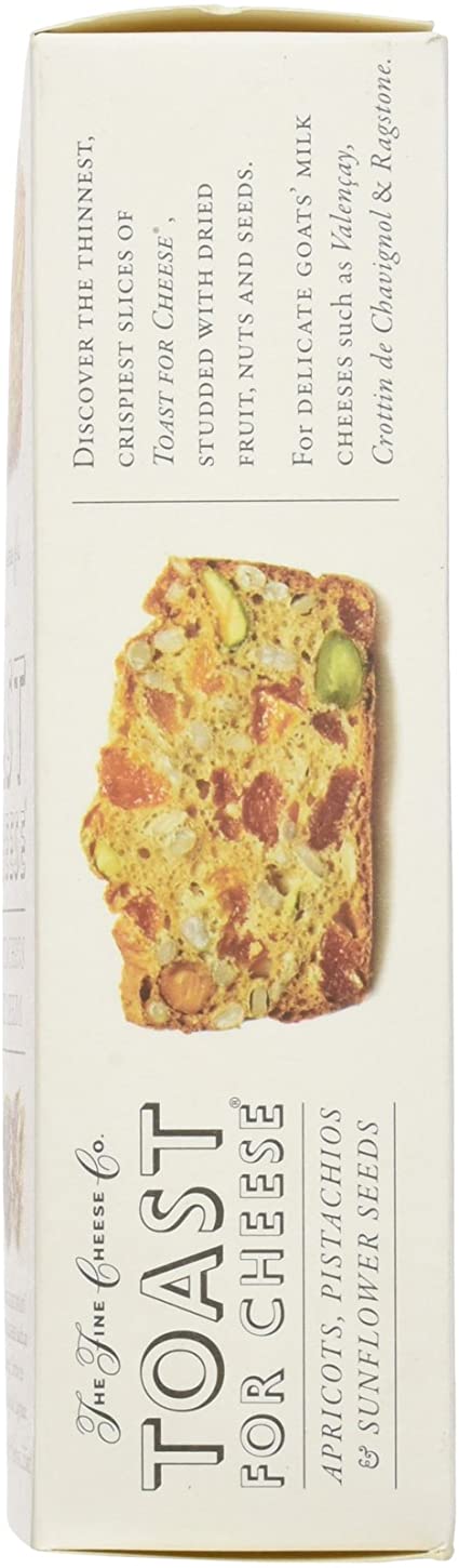 Tostas para queso con albaricoque, pistacho y semillas de girasol