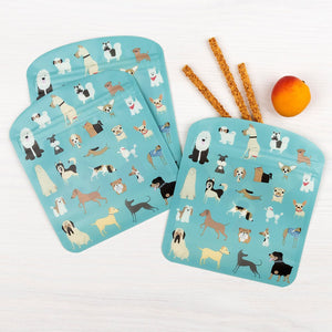 Set 3 Bolsas reutilizables para alimentos diseño perros