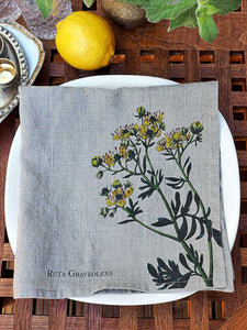 Set de seis servilletas de lino estampadas de flores silvestres