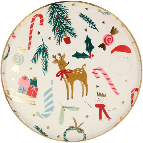 Plato postre de cartón diseño de Navidad