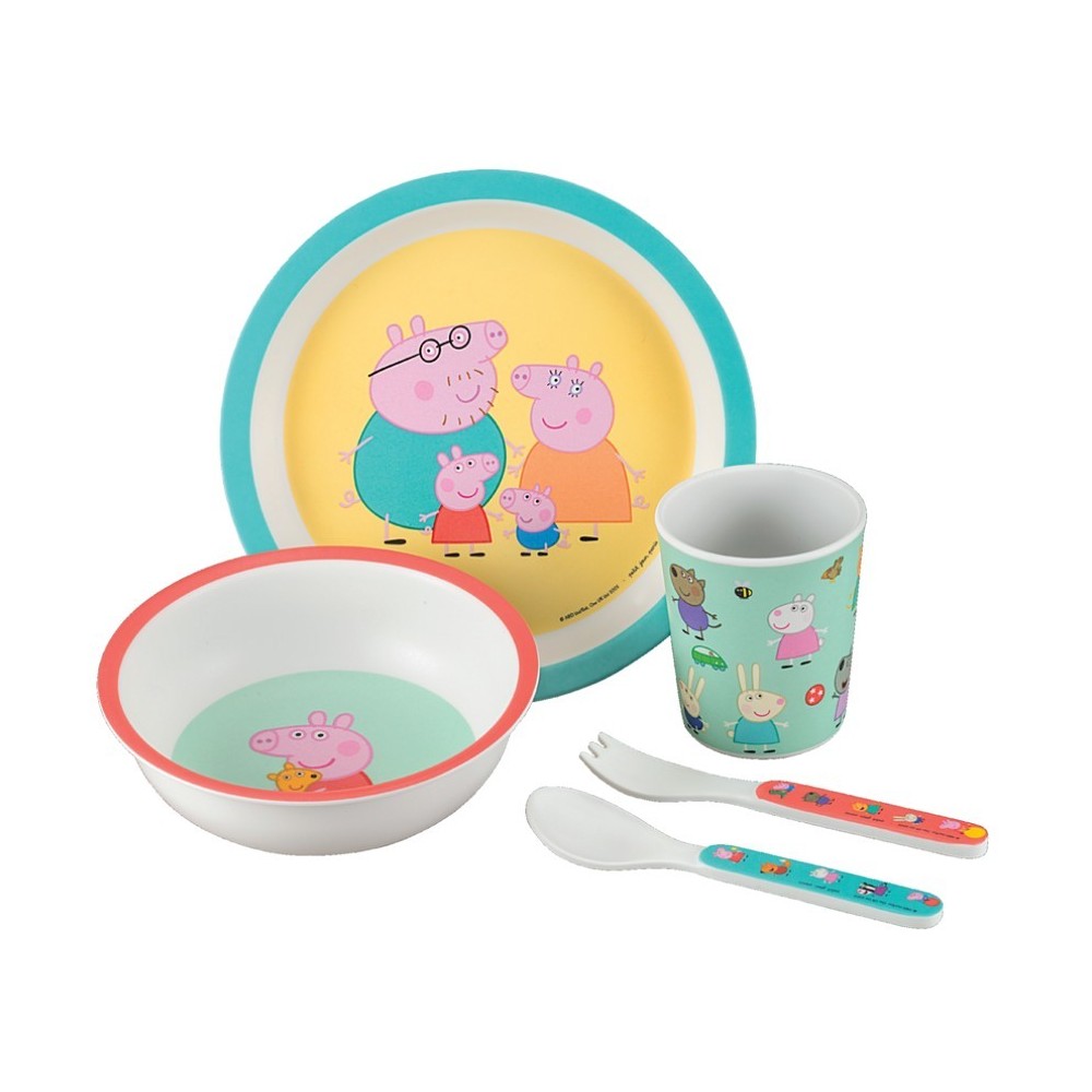 Set de cinco piezas de melamina de Peppa pig