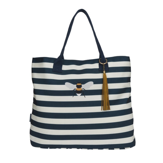 Bolso a rayas con diseño de abeja
