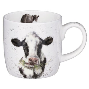 Taza de porcelana fina con imagen de una vaca